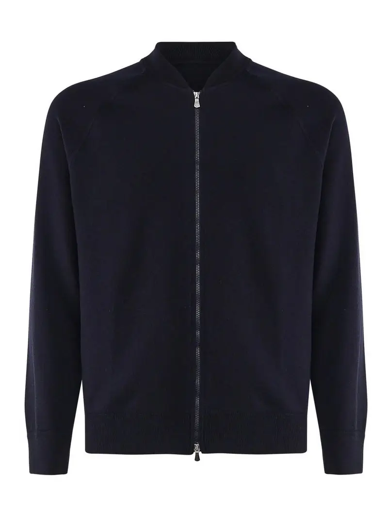 Felpa con zip in lana Blu