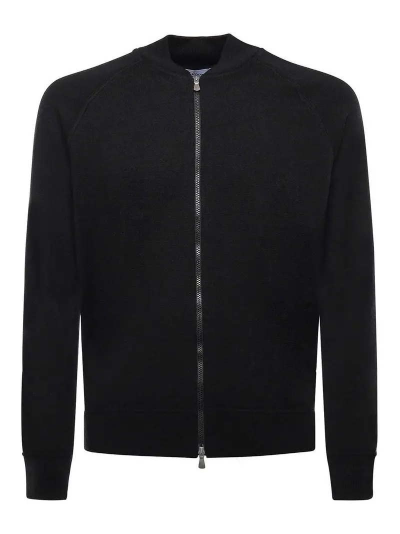 Felpa con zip in lana Nero