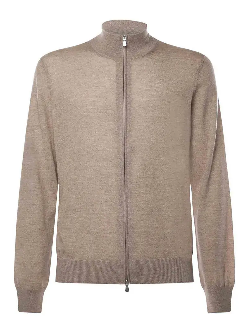 Giacca con zip in lana Beige