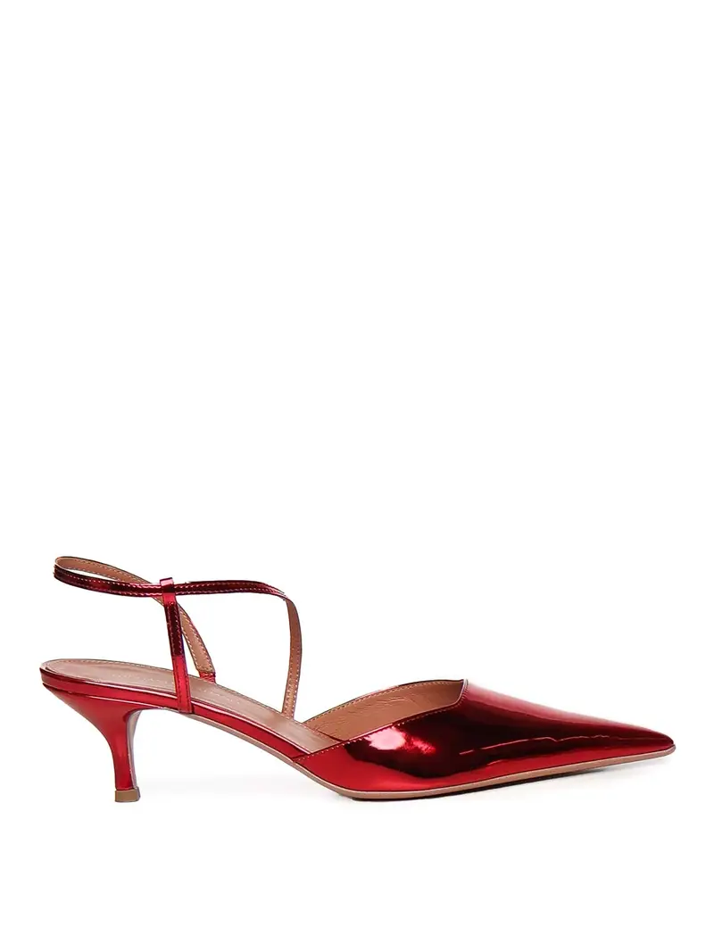 Sandali demi in pelle specchio Rosso