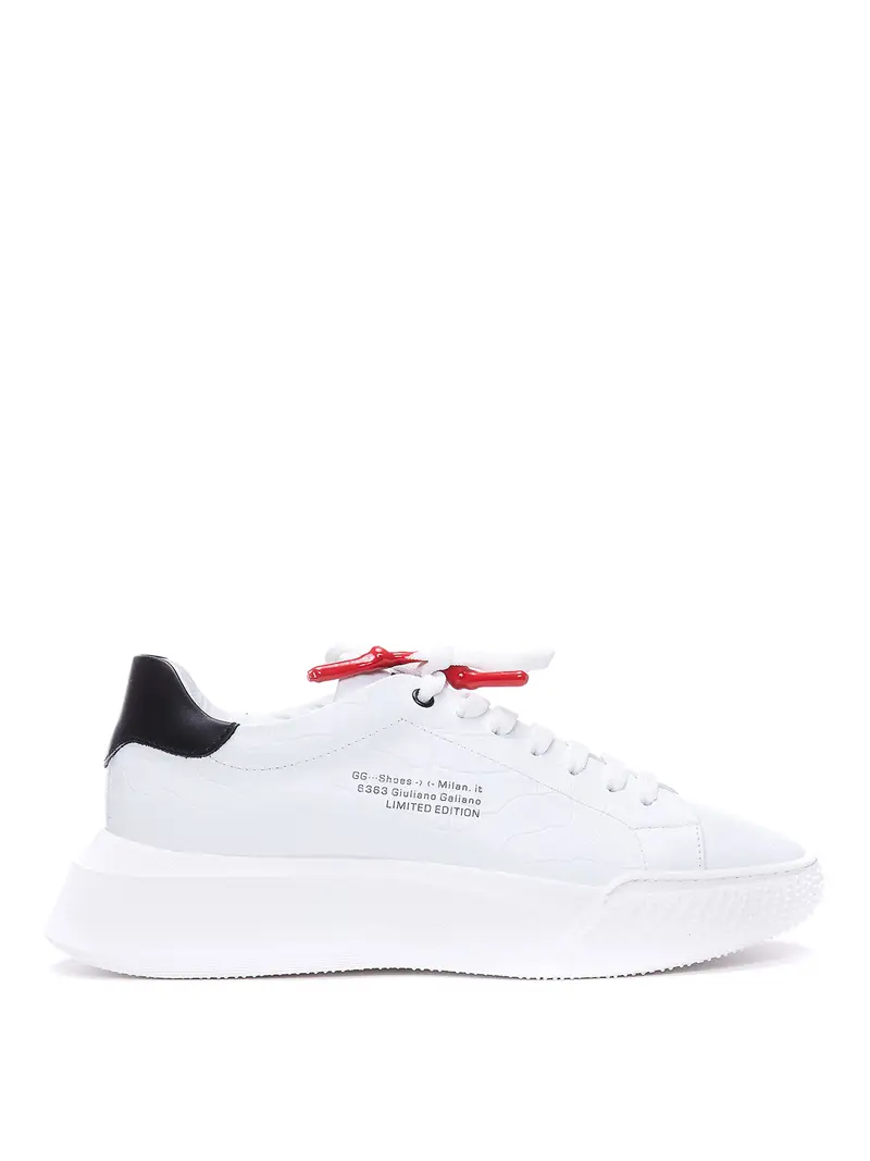 Sneakers in pelle con logo Bianco