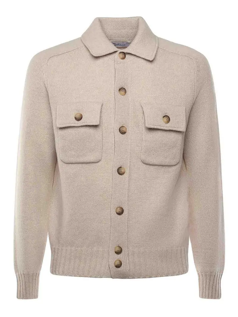 Sovracamicia in lana vergine Beige