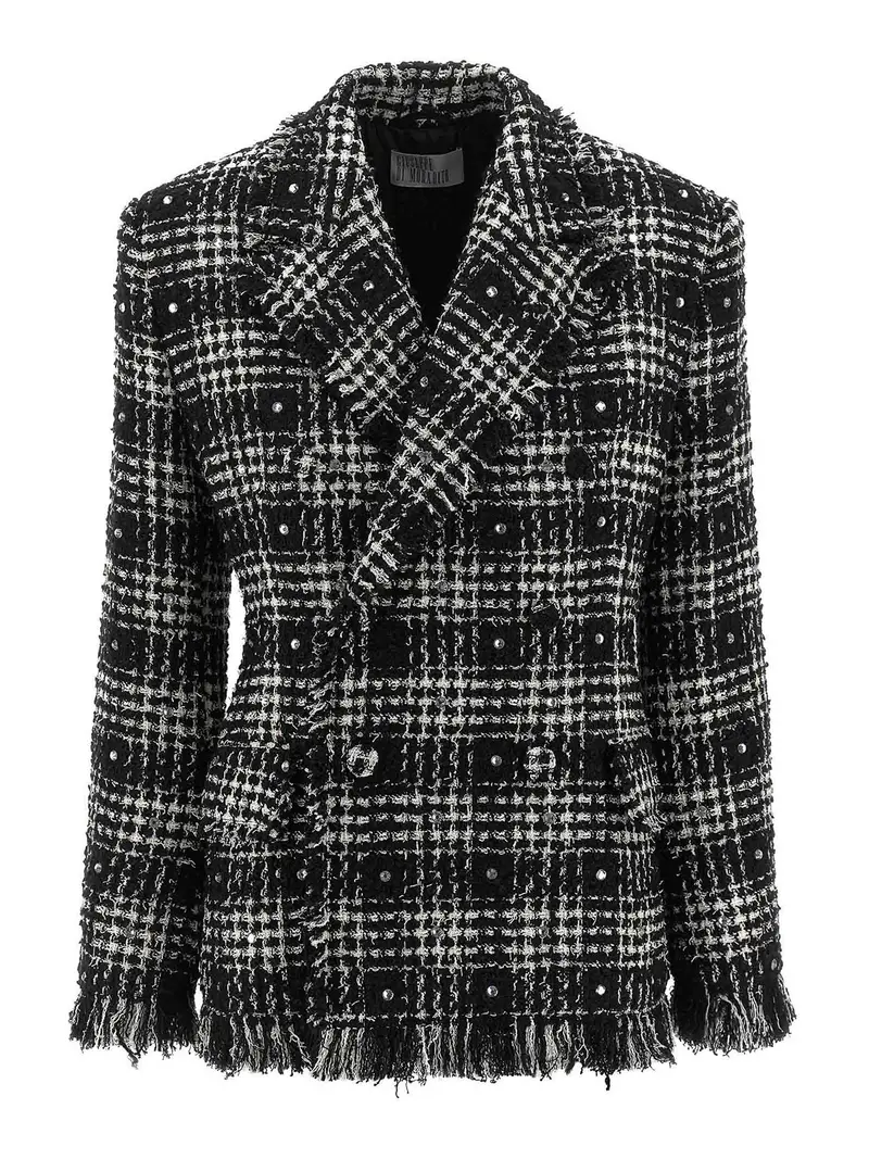 Blazer di tweed e strass Nero
