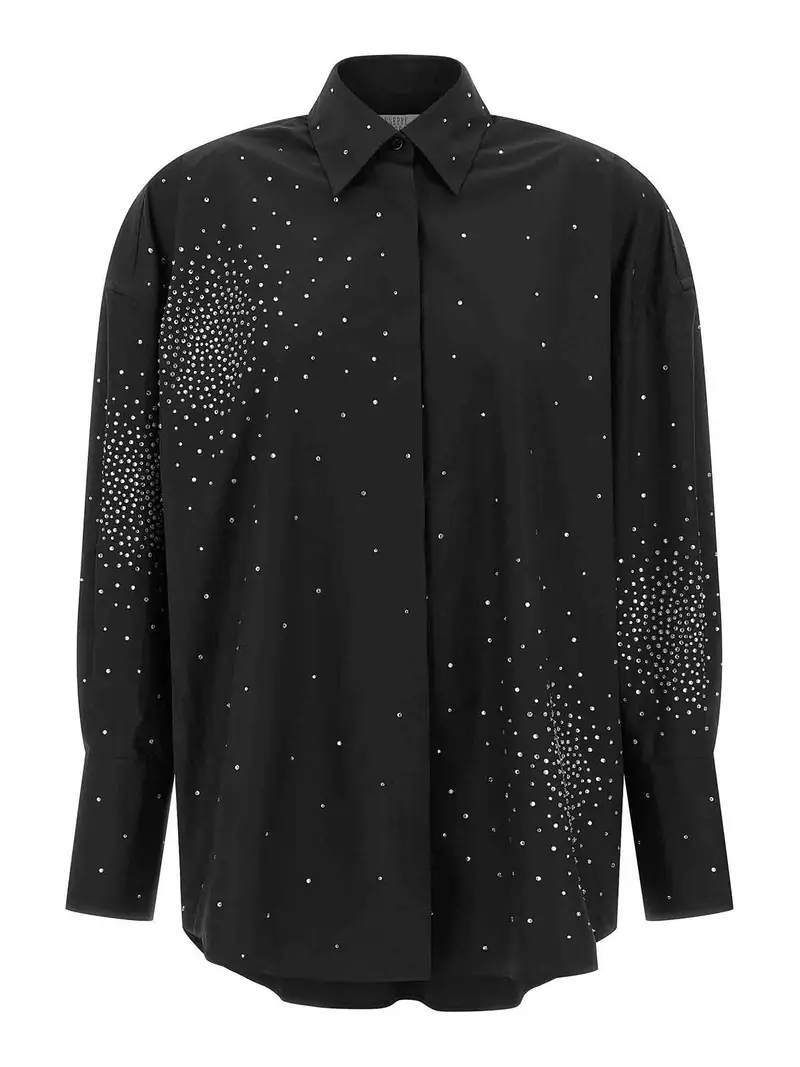 Camicia con strass Nero