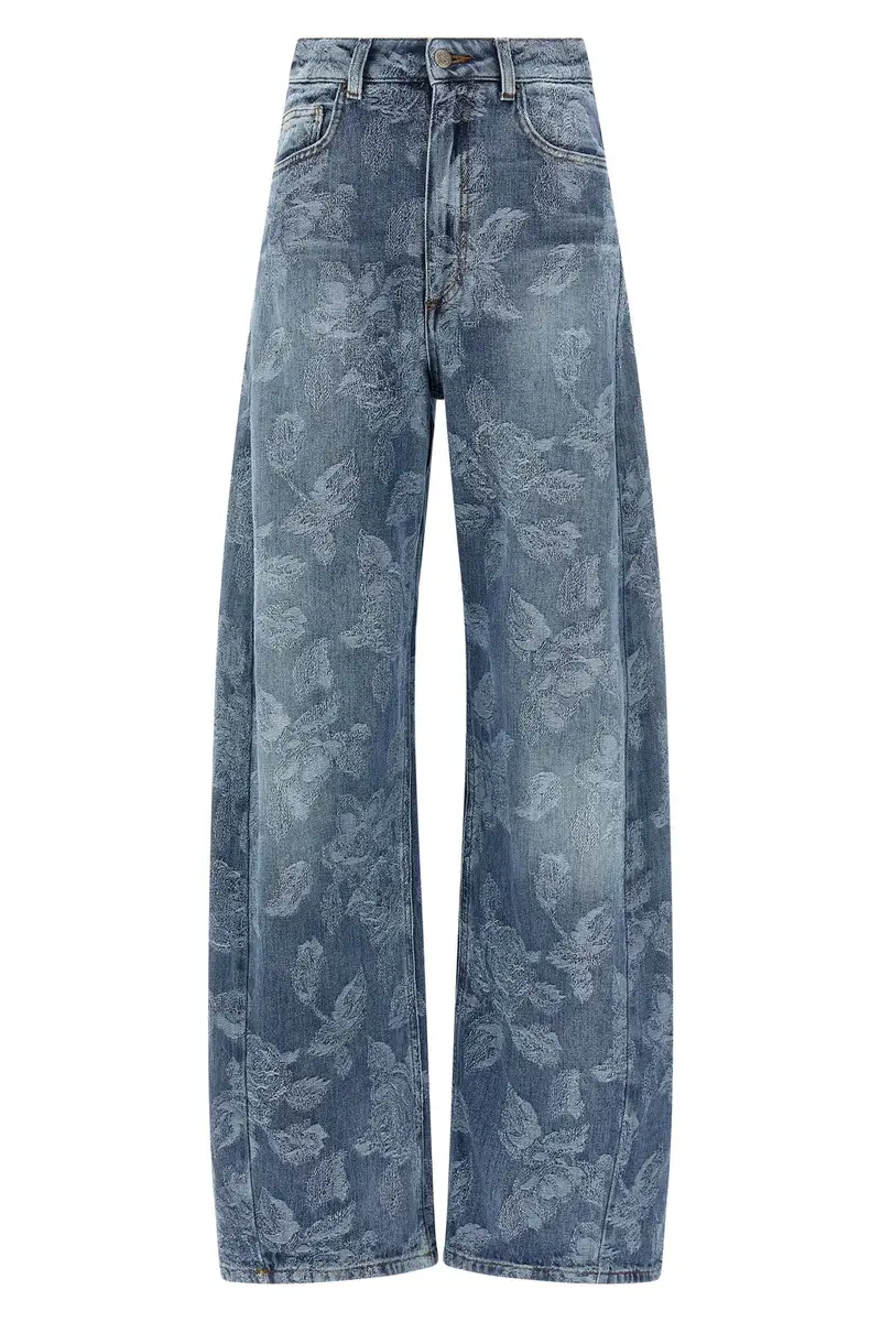 Jeans Fiori Jacquard Blu