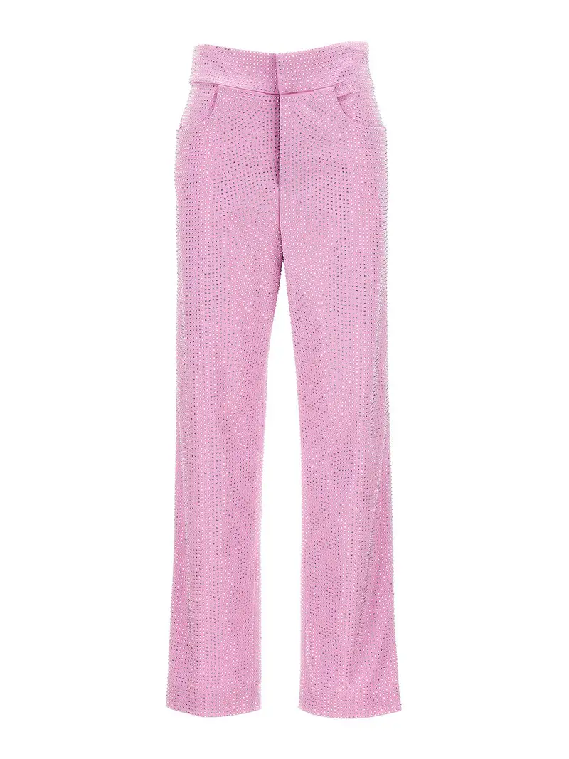 Pantaloni in cotone con cristalli Rosa