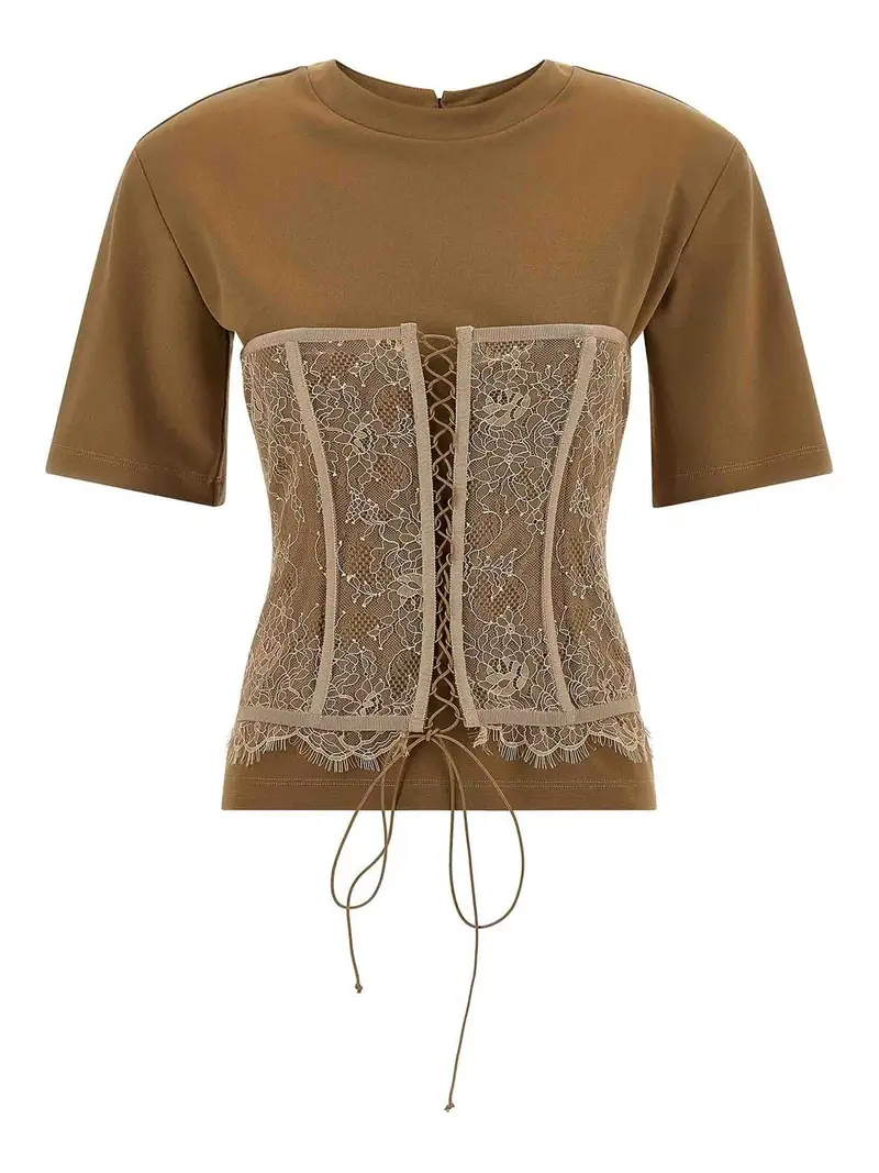 T-shirt a bustino Marrone