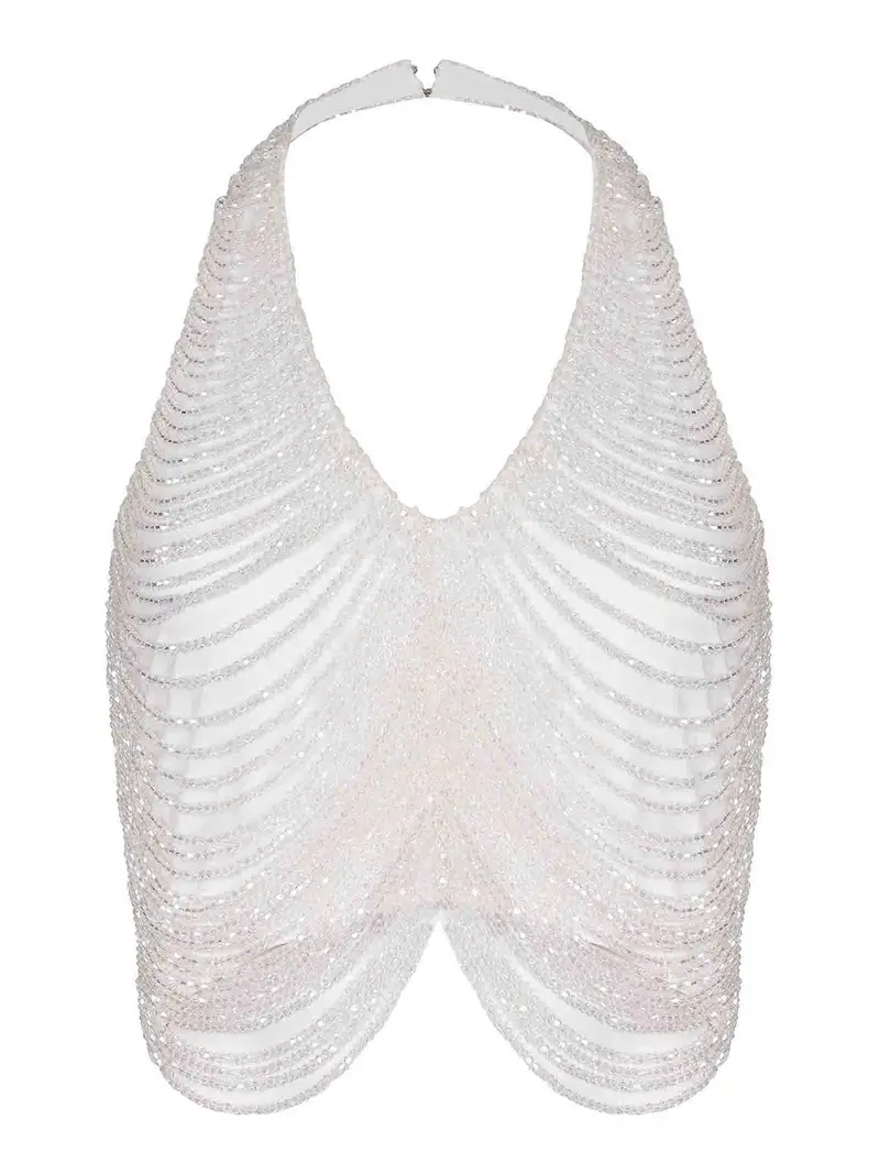 Top realizzato in poliammide Bianco