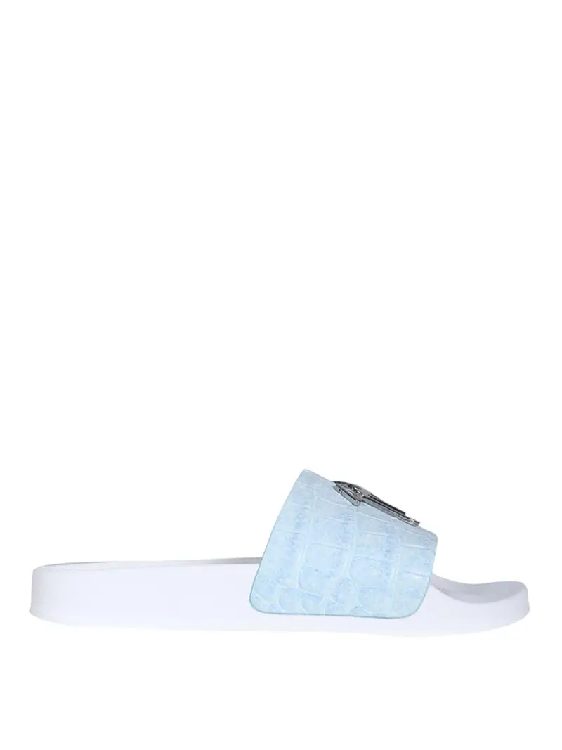 Sandali Slide Con Logo Blu