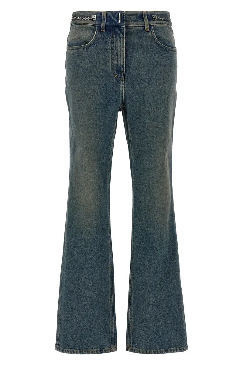 Jeans Catena Con Logo Blu