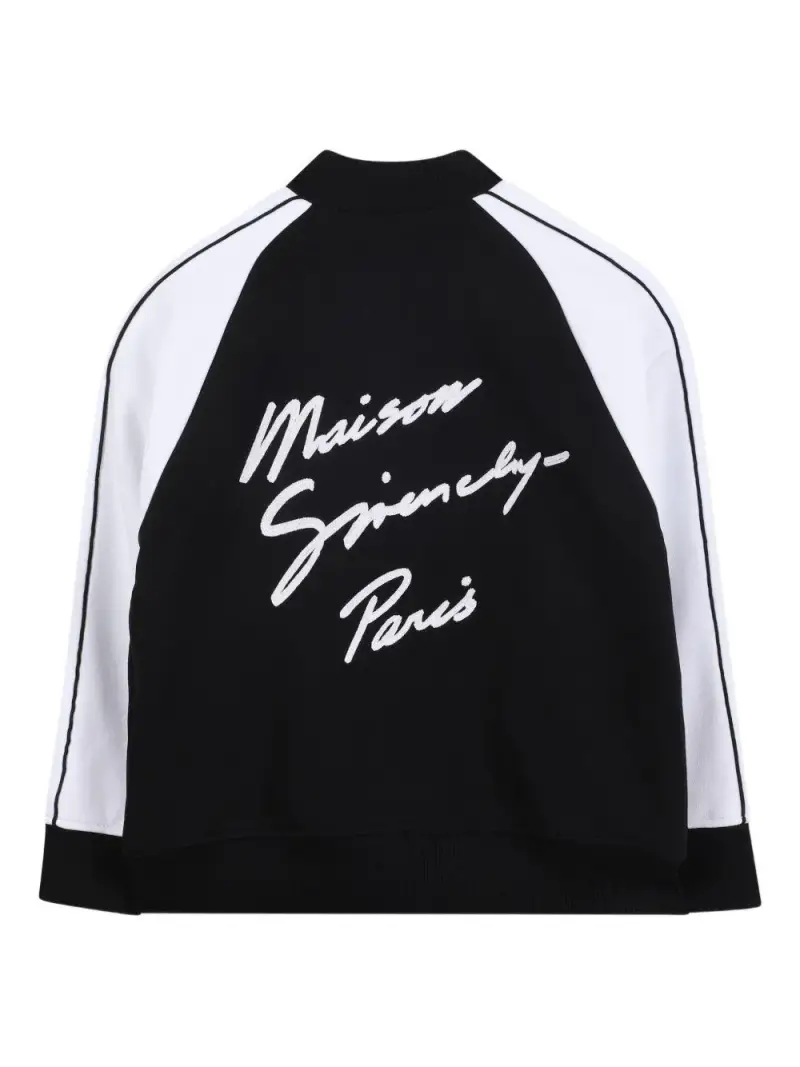 Bomber con Inserti Bianchi a Contrasto e Logo Ricamato Nero miniatura 2