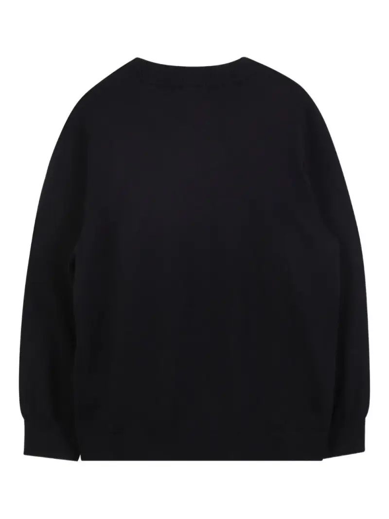 Felpa con Applicazione Ricamata e Maniche Lunghe Nero miniatura 2