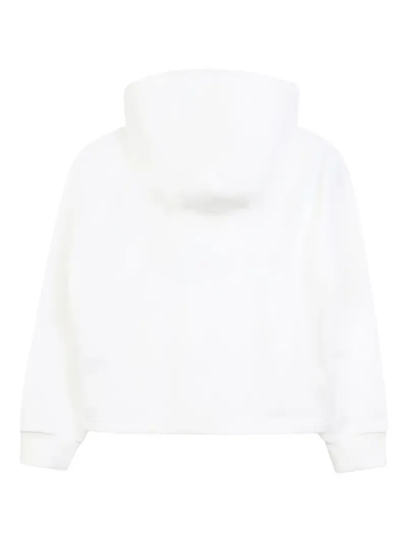 Felpa con Cappuccio e Dettaglio con Logo Frontale Bianco sporco miniatura 2