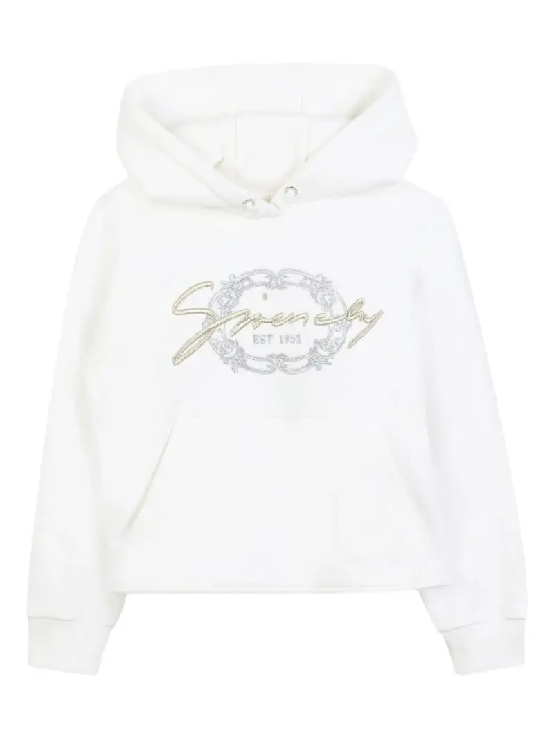 Felpa con Cappuccio e Dettaglio con Logo Frontale Bianco sporco