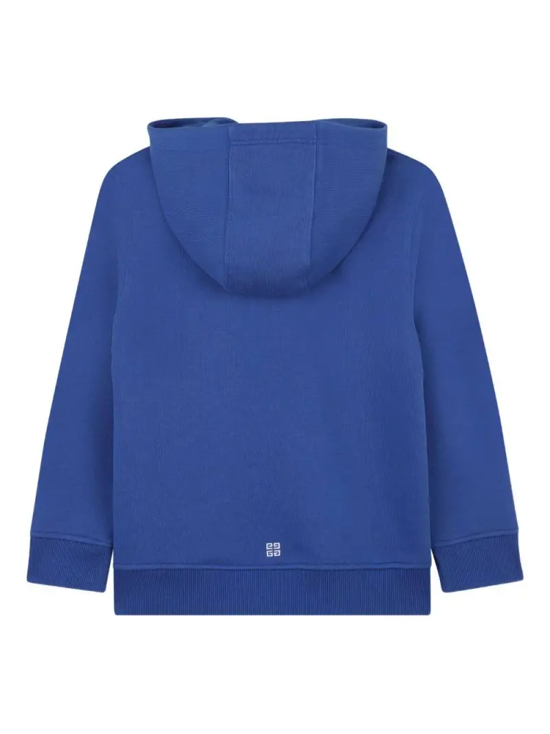 Felpa con Cappuccio e Logo sul Davanti Blu Elettrico