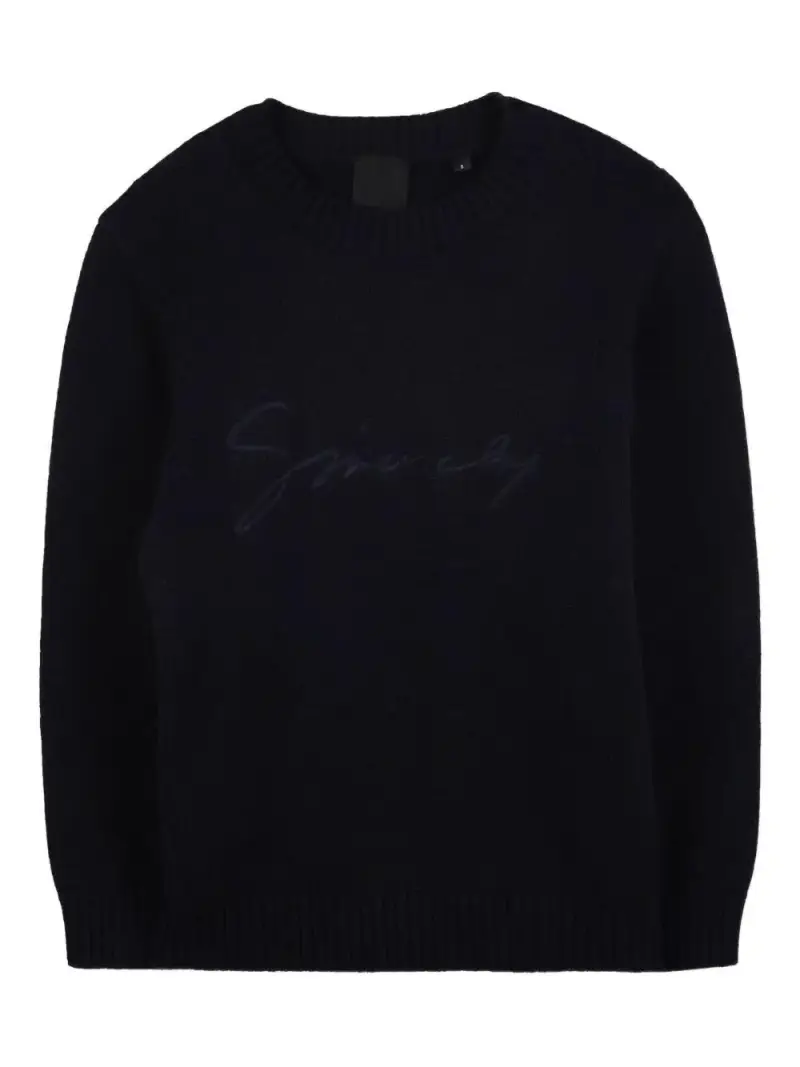 Maglione con Ricamo e Orlo a Coste Marine