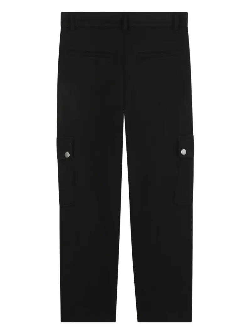 Pantaloni Cargo con Tasche Laterali e Logo Applicato Nero miniatura 2