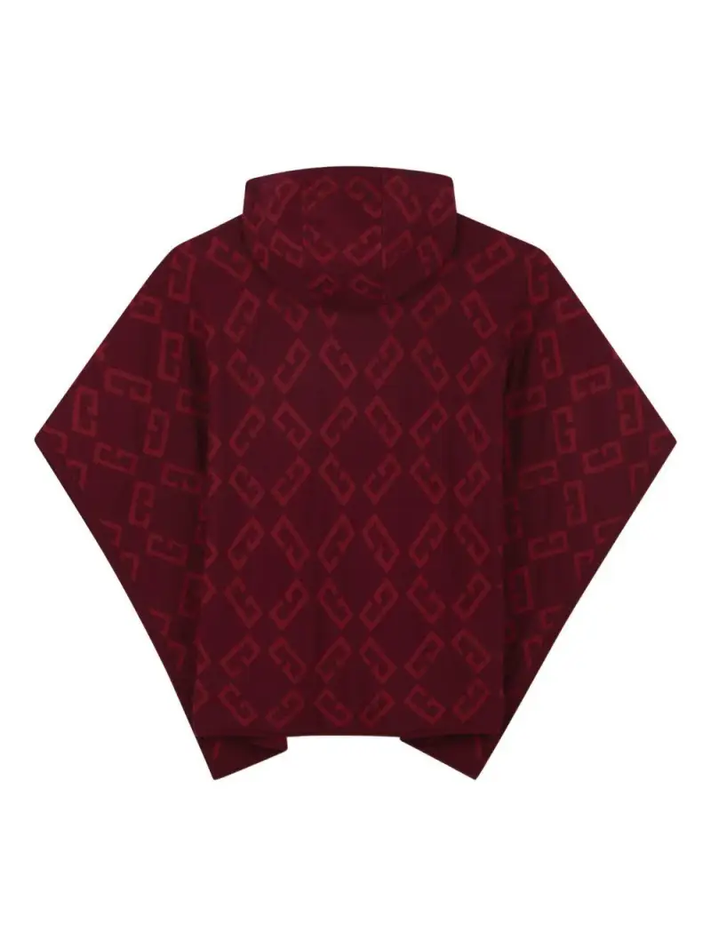 Poncho con Cappuccio e Monogramma Jacquard Bordeau miniatura 2