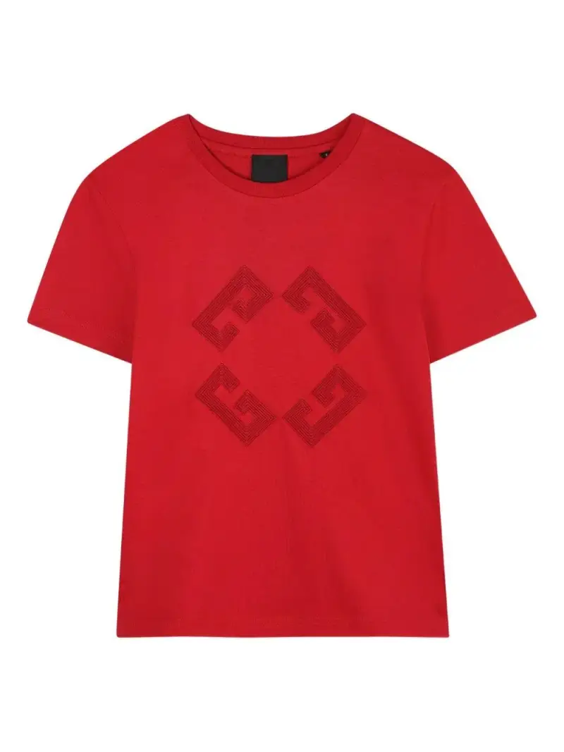 T-shirt in Cotone Biologico con Logo Frontale Rosso