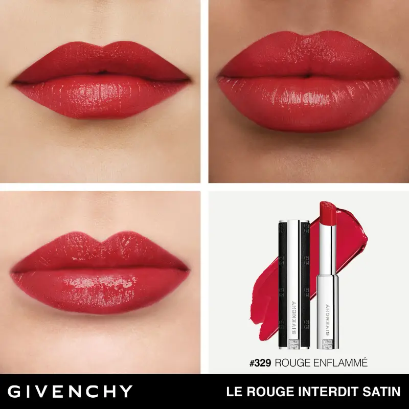 Labbra Le Rouge Interdit Satin 329 Rouge Enflammé - Rossetti 329 Rouge Enflammé miniatura 2