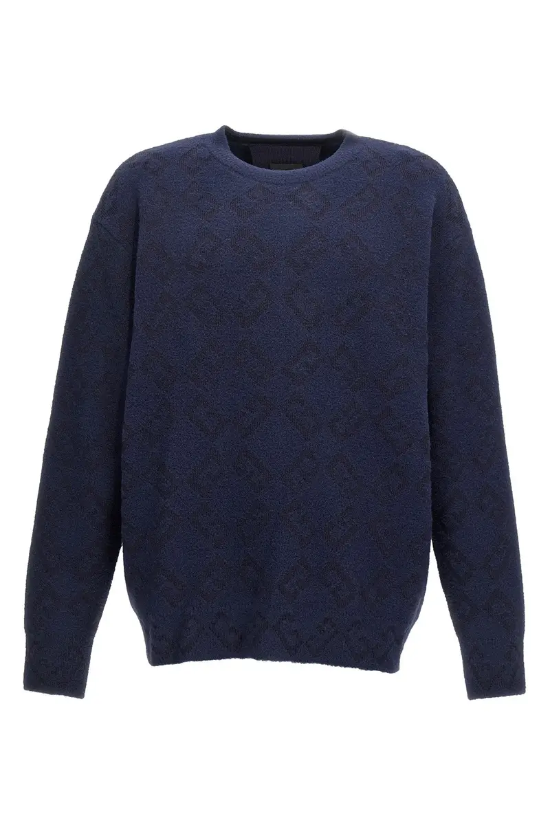 Maglione Ricamo Logo Blu
