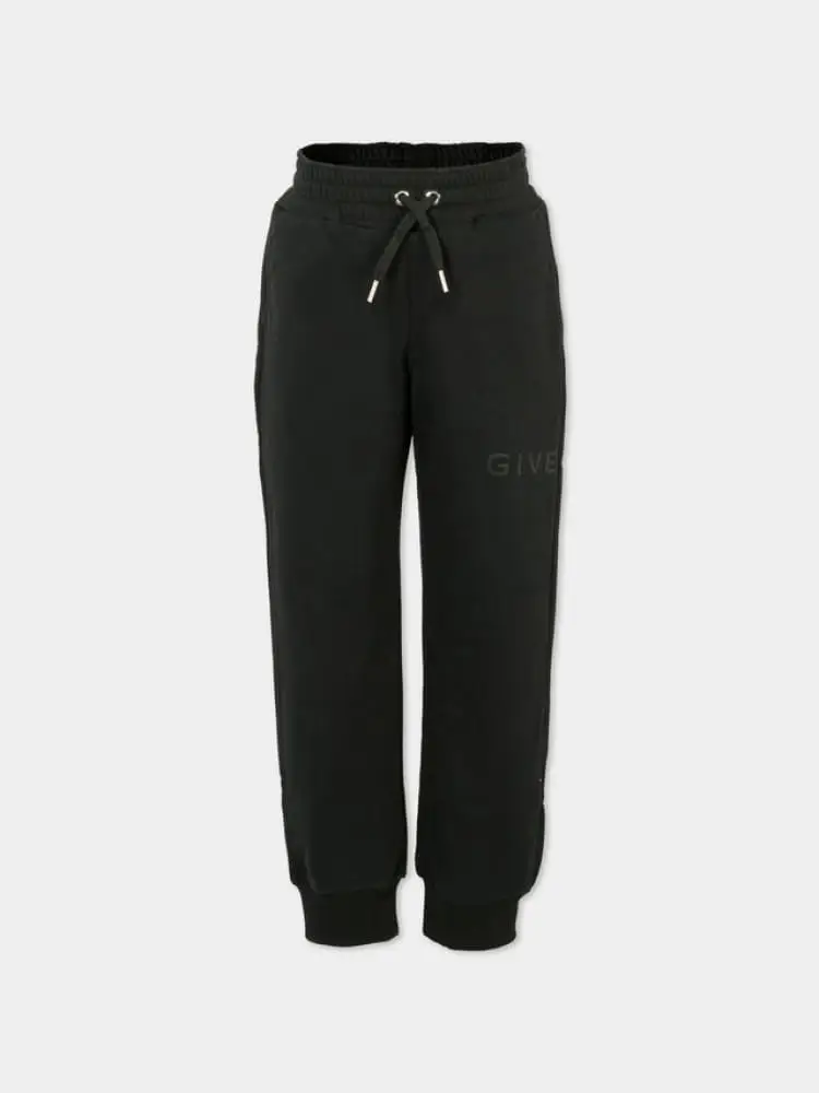 pantalone jogging kids/junior in cotone nero con logo