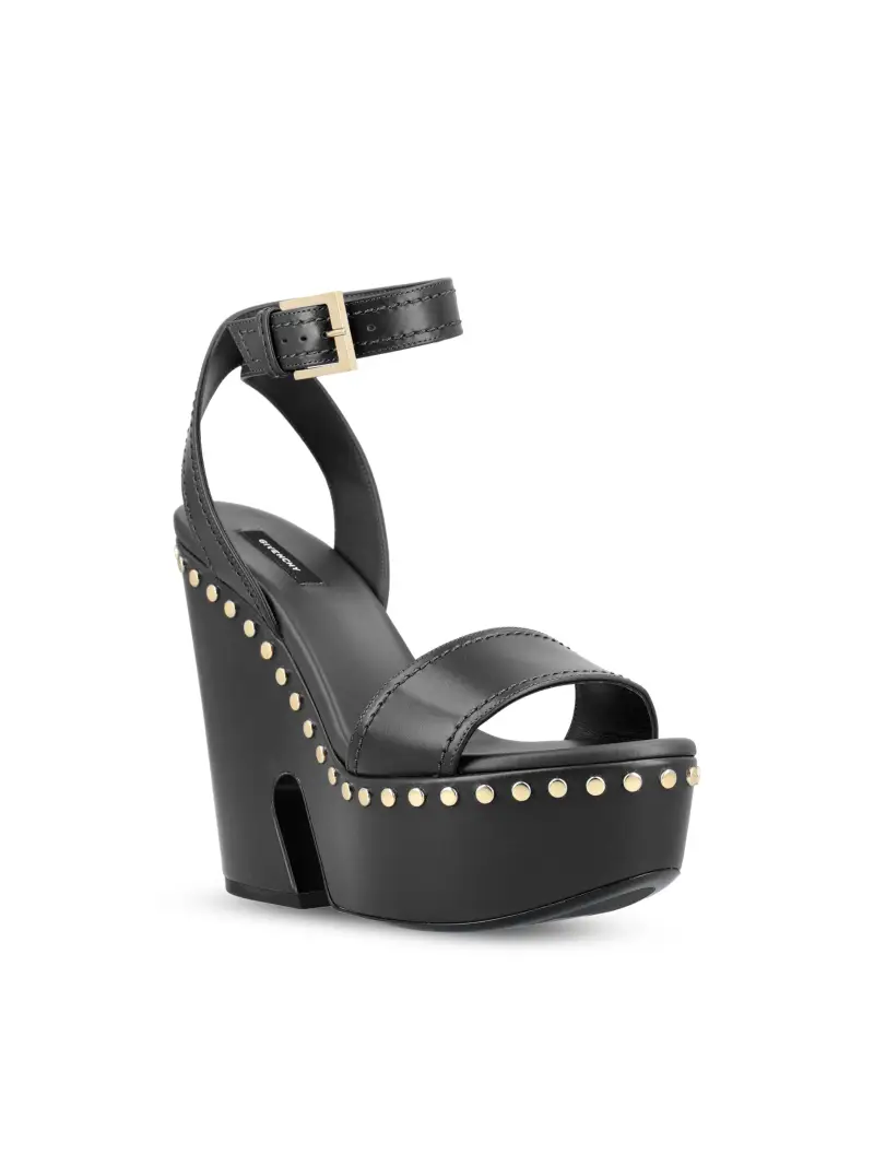 Sandali Con Plateau Clog In Pelle NERO miniatura 2