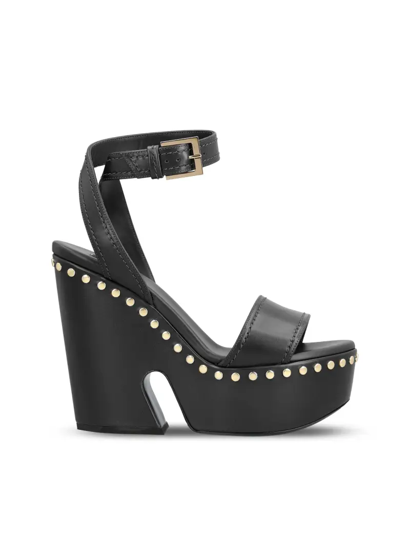 Sandali Con Plateau Clog In Pelle NERO