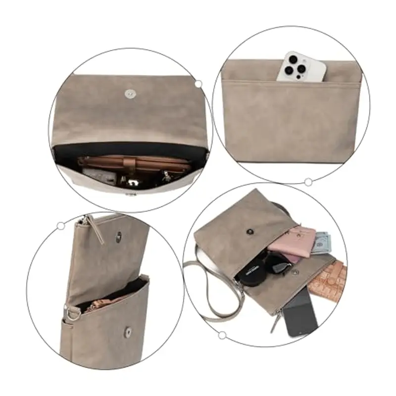 Gladdon borsa tracolla donna, borse donna con 3 scomparti, cartella con multitasche per contenere ciò di cui una donna ha bisogno, morbida e facile da usare miniatura 3