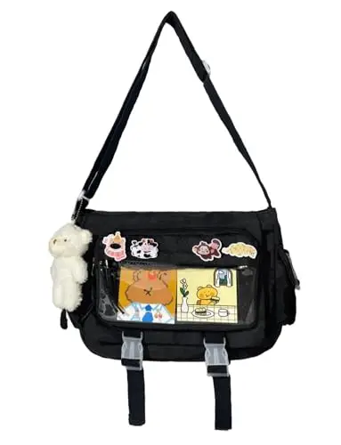Gleease Ita Bag Giapponese Messenger Borse Kawaii Crossbody Bag Anime Borsa Con Spille Carino Y2k Per Donne Uomini,