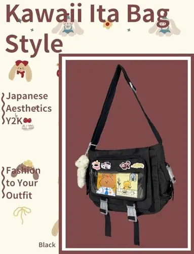 Gleease Ita Bag Giapponese Messenger Borse Kawaii Crossbody Bag Anime Borsa Con Spille Carino Y2k Per Donne Uomini miniatura 2