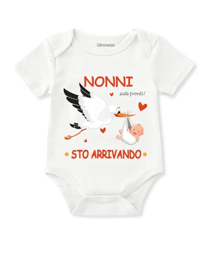 Glimnerize Body Neonato Personalizzato Annuncio Gravidanza - Regalo per Nonna con Scritta 'Diventerò Nonni', Tutina