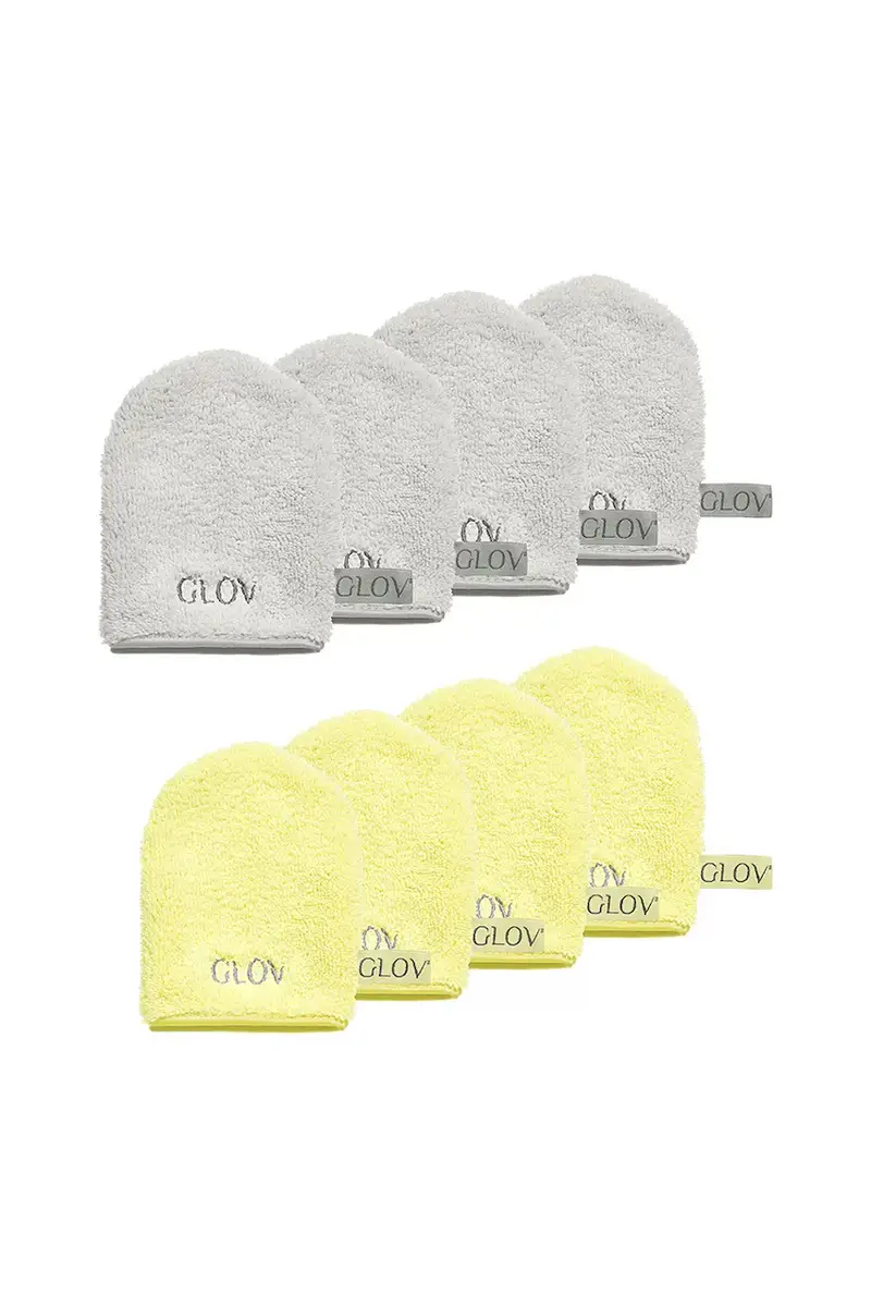 guanto per struccarsi e detergere il viso utilizzando solo acqua ICONIC MITT pacco da 8 Giallo miniatura 4