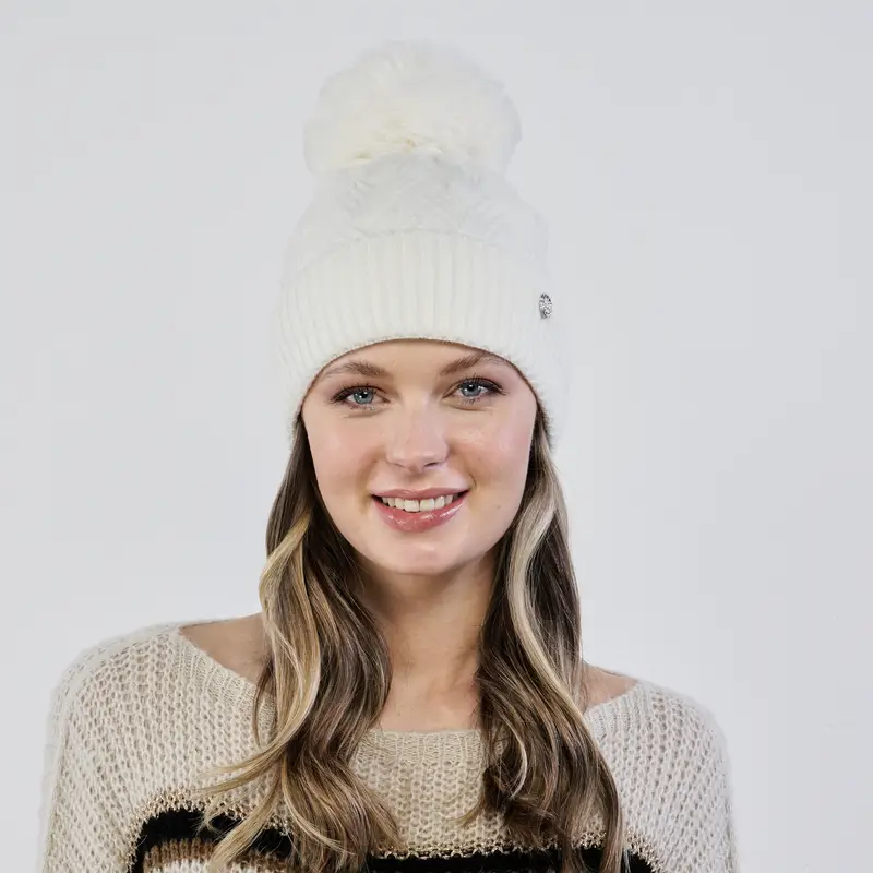 Berretto bianco con pon pon