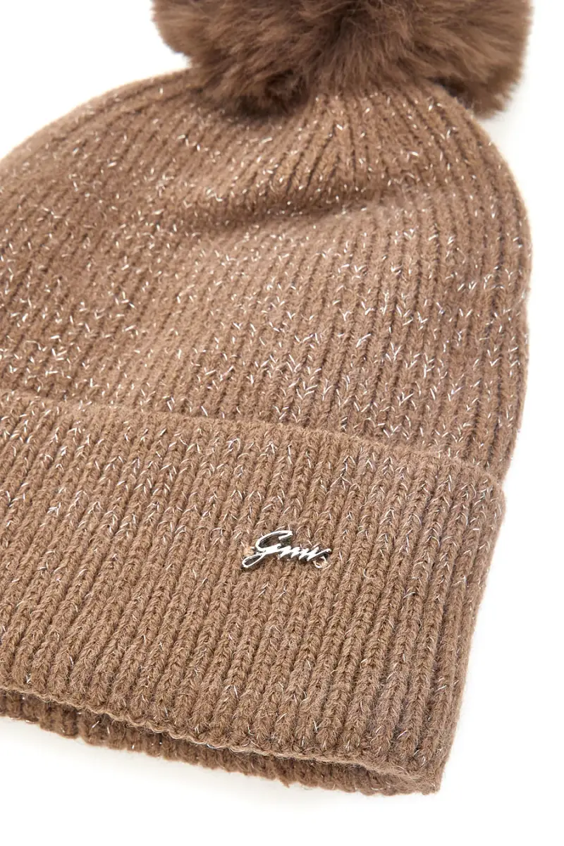 Cappello marrone con pon pon interno caldo GianMarco Venturi CLASS 66469 [TAUPE] miniatura 2
