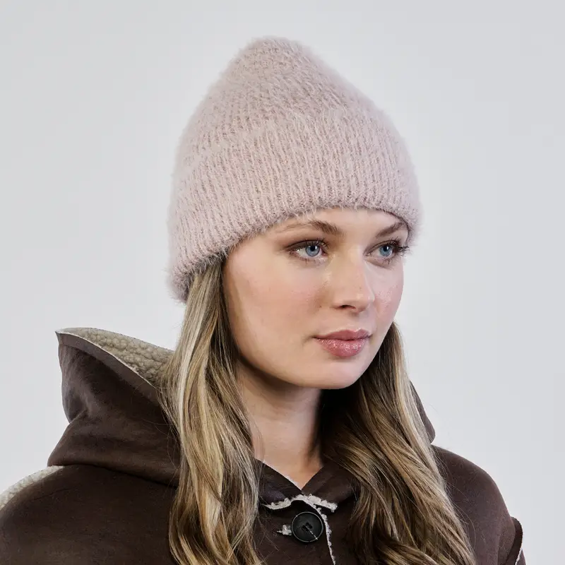 Cuffia rosa con risvolto