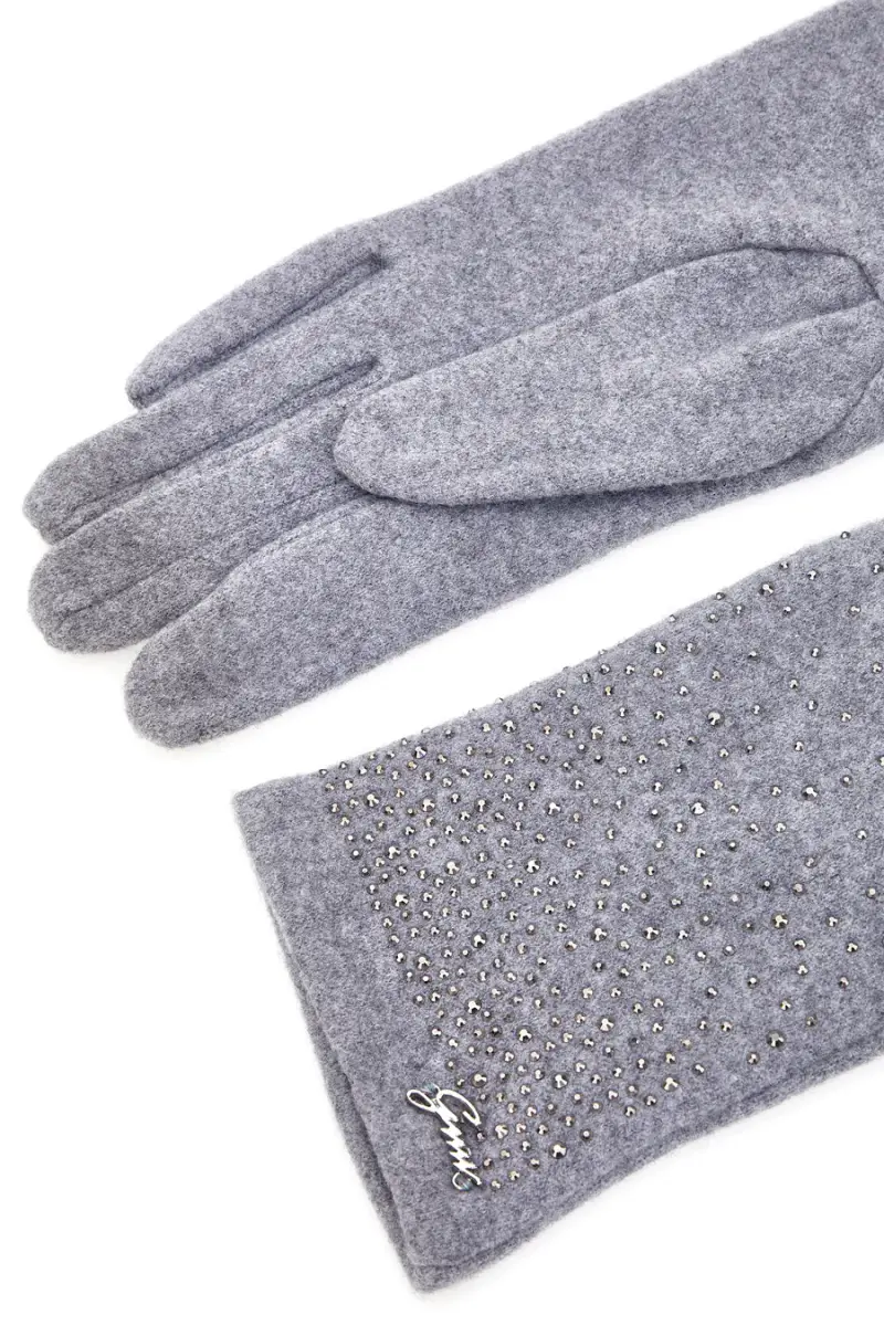 Guanti grigi con strass applicati Gianmarco Venturi CLASS 62682 [GRIGIO] miniatura 2