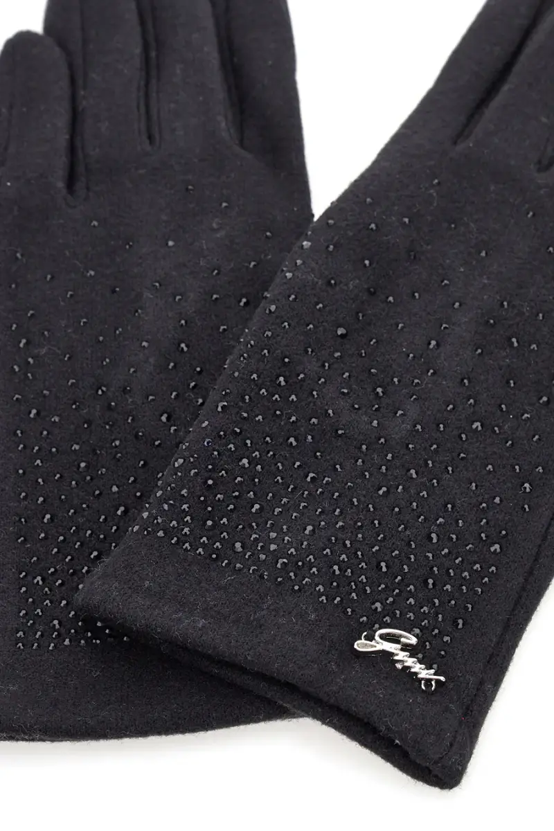 Guanti neri con strass applicati Gianmarco Venturi CLASS 62682 [NERO] miniatura 2