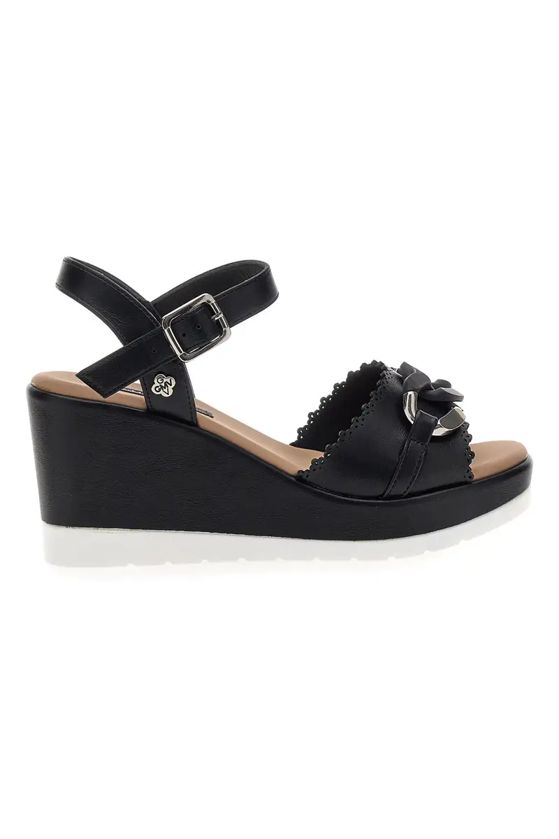 Sandali neri con zeppa e catena decorativa Gmv SA0439 [NERO]