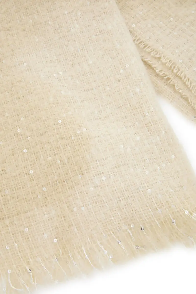 Sciarpa beige calda e morbida con paillettes Gianmarco Venturi CLASS 65471 [PANNA] miniatura 2