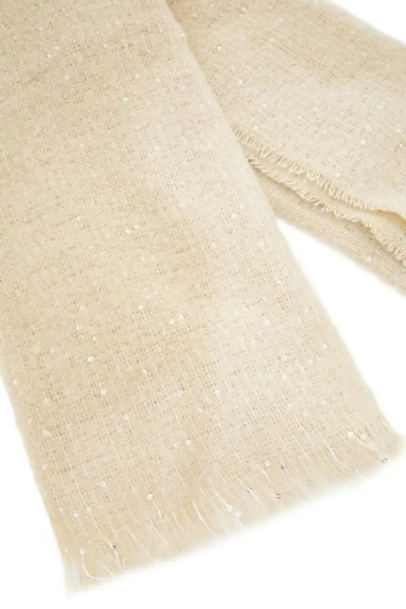 Sciarpa beige calda e morbida con paillettes Gianmarco Venturi CLASS 65471 [PANNA] miniatura 3