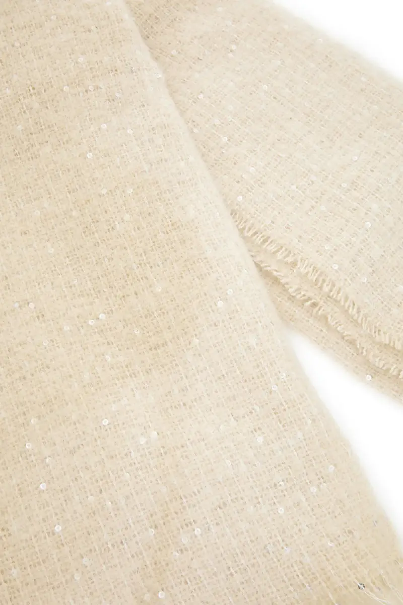 Sciarpa beige calda e morbida con paillettes Gianmarco Venturi CLASS 65471 [PANNA] miniatura 5