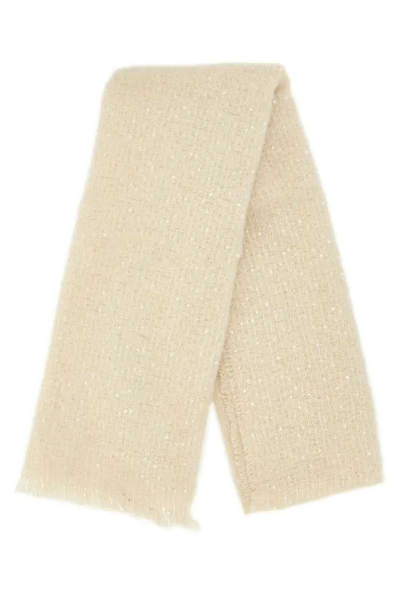 Sciarpa beige calda e morbida con paillettes Gianmarco Venturi CLASS 65471 [PANNA]