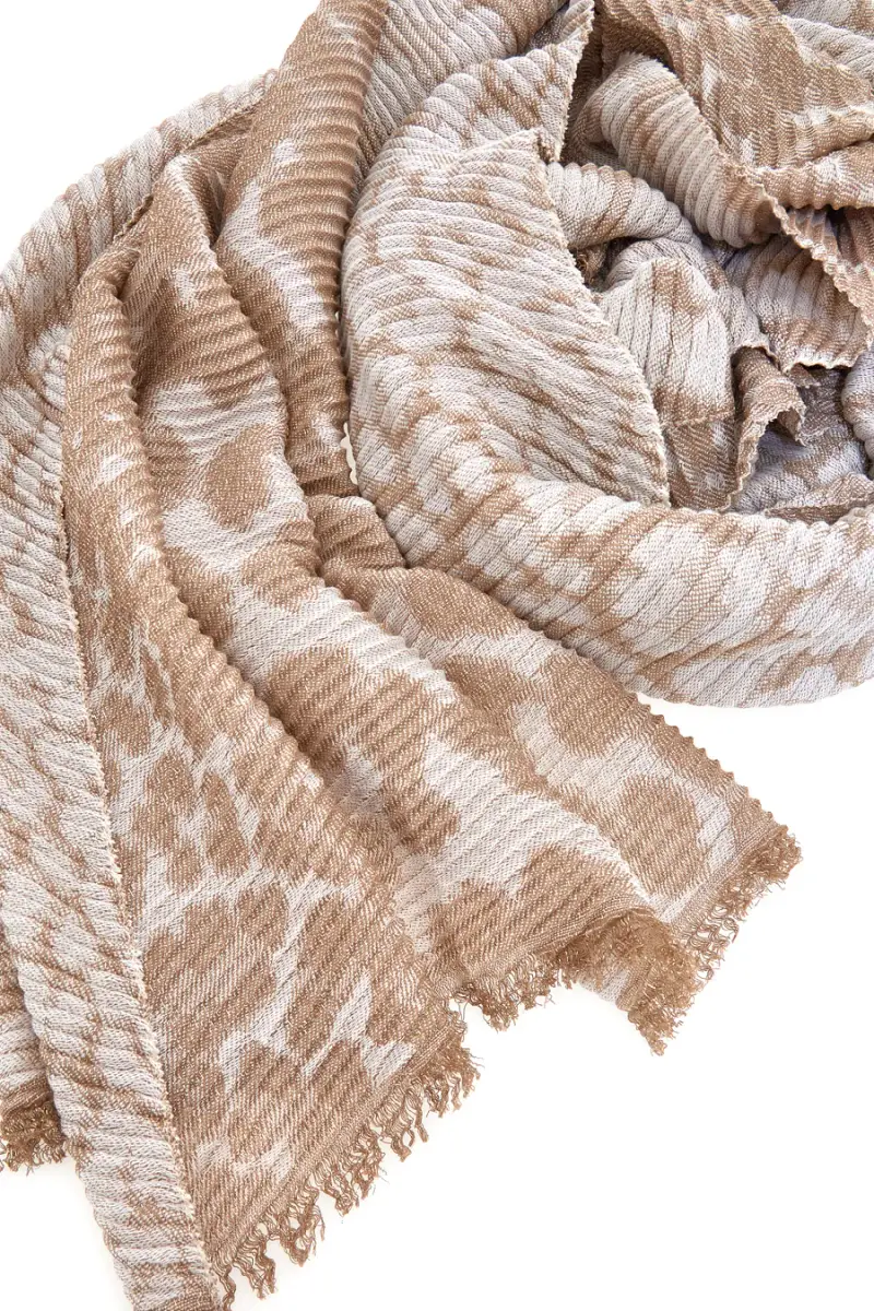 Sciarpa beige con fantasia animalier Gianmarco Venturi CLASS 65470 [PANNA] miniatura 5