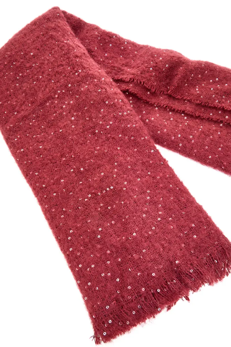 Sciarpa bordò calda e morbida con paillettes Gianmarco Venturi CLASS 65471 [BORDO'] miniatura 2