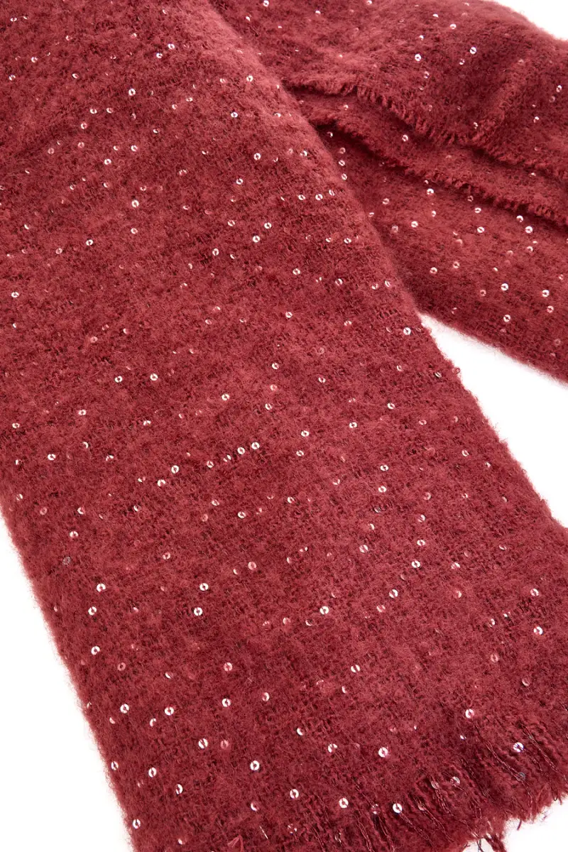 Sciarpa bordò calda e morbida con paillettes Gianmarco Venturi CLASS 65471 [BORDO'] miniatura 3