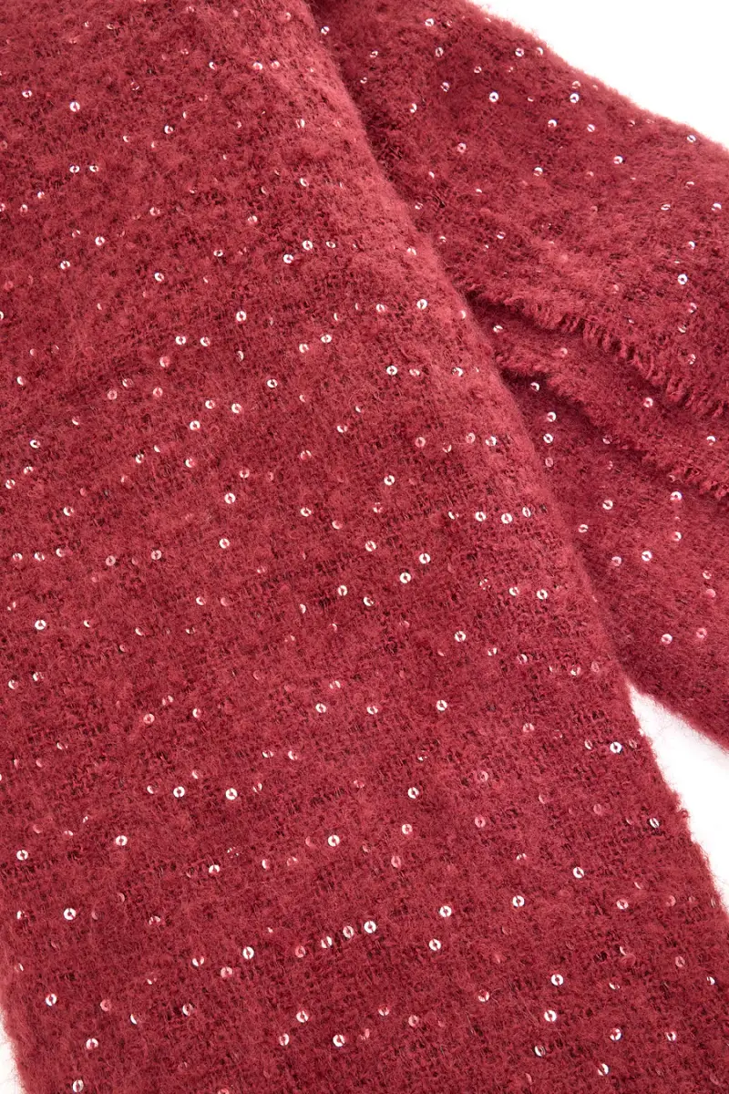 Sciarpa bordò calda e morbida con paillettes Gianmarco Venturi CLASS 65471 [BORDO'] miniatura 5