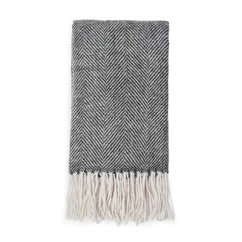Sciarpa nera e bianca da uomo in fantasia spigata con frange
