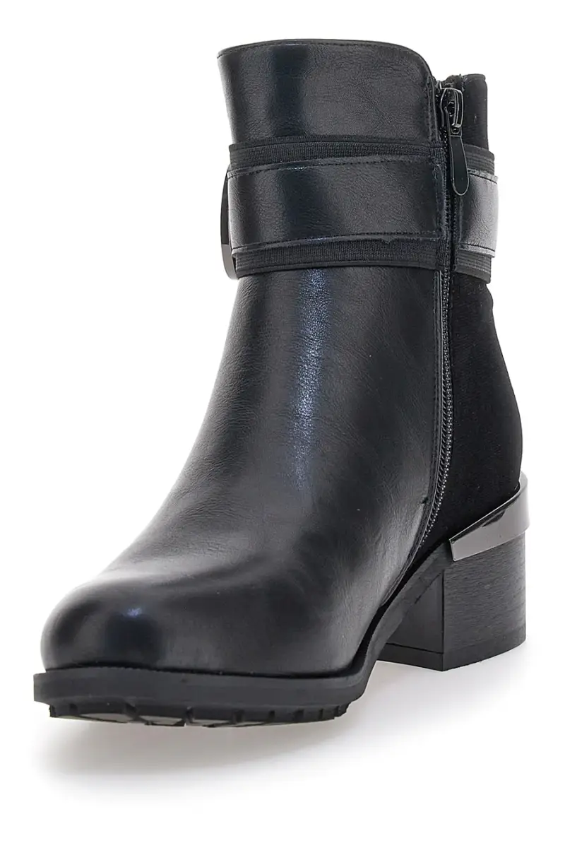 Stivaletti neri con cinturino e fibbia tacco medio Gianmarco Venturi TR0330 [NERO] miniatura 3