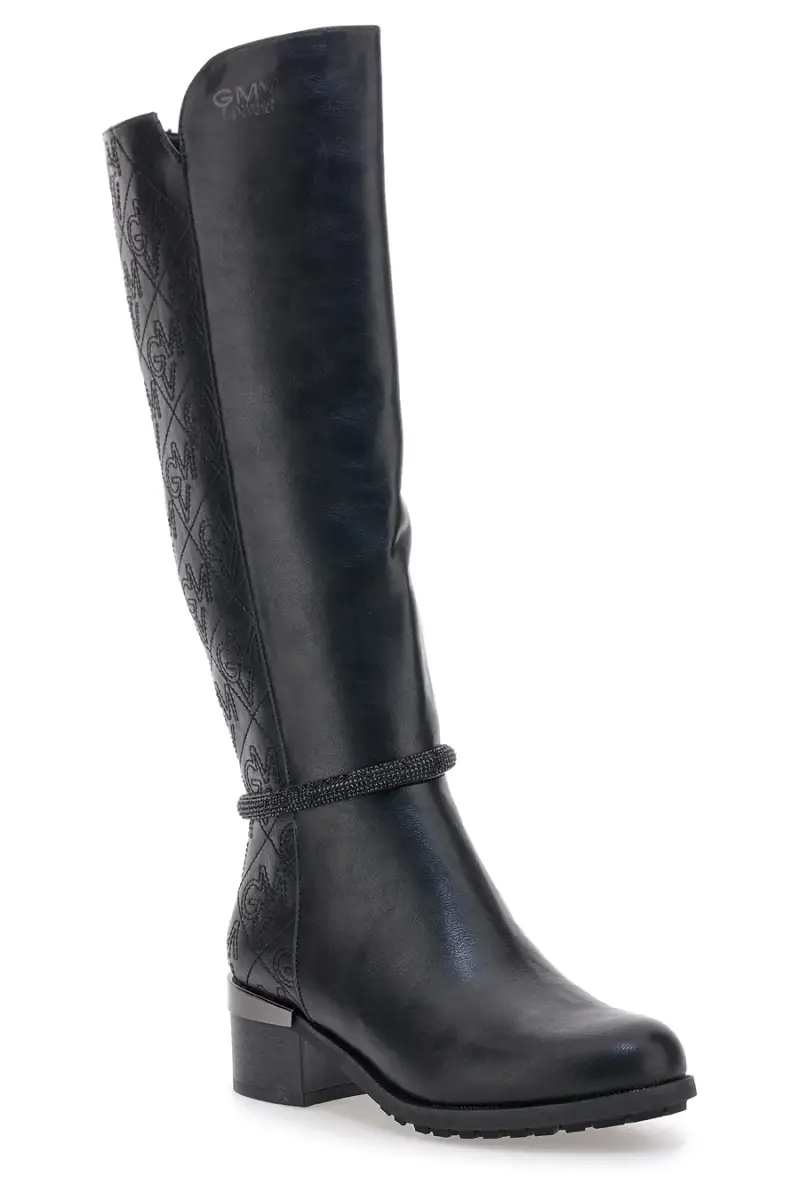 Stivali neri con logo e tacco decorato Gianmarco Venturi SV0184 [NERO] miniatura 2